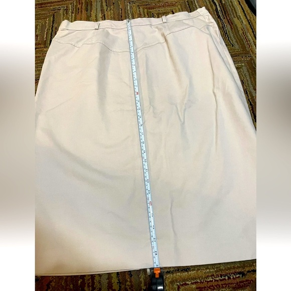 MARINA RINALDI Cotton cream/ grey Pensil Skirt zip Sz 25 / 16 US Midi Italy - Picture 7 of 9